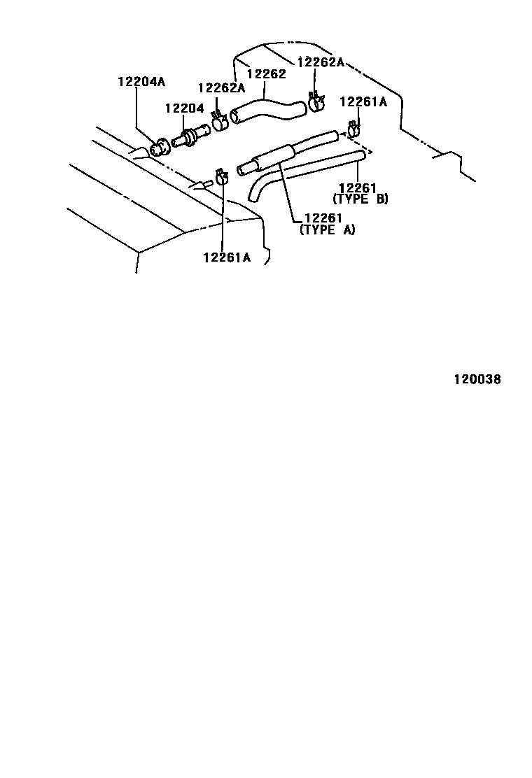 Toyota COROLLA Ventilation Hose EPC diagram — 120038