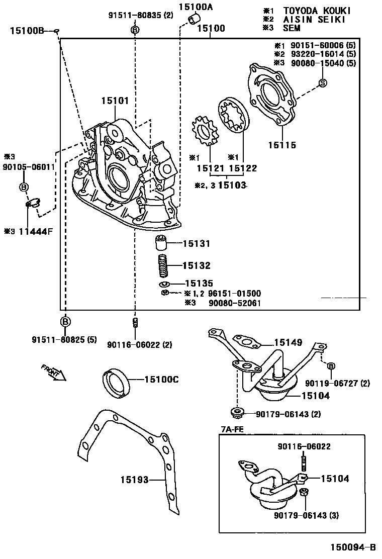 Toyota COROLLA Engine Oil Pump EPC diagram — 150094B