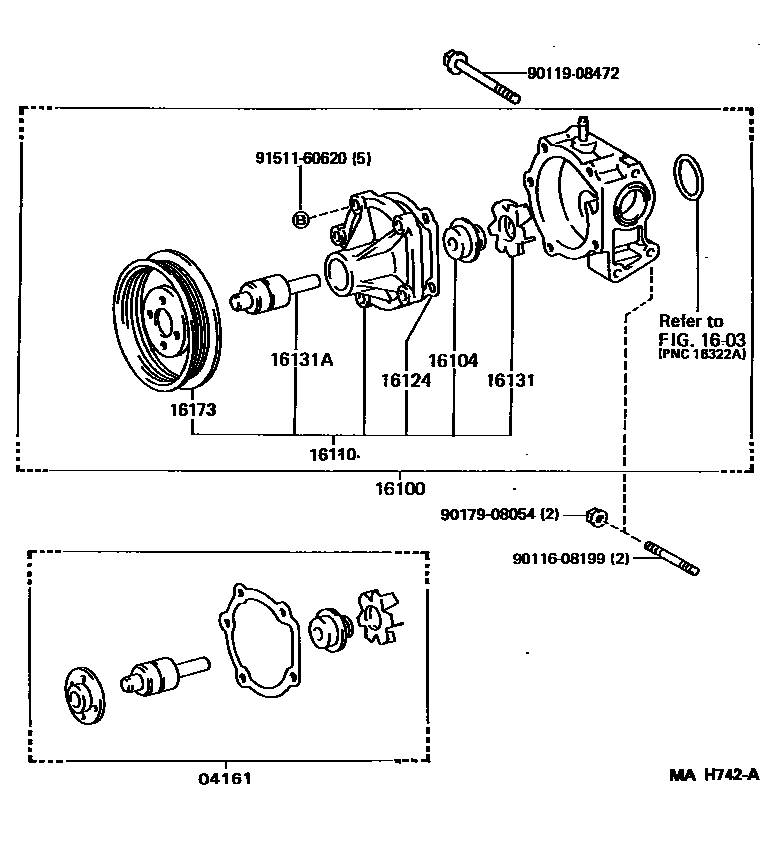 Toyota COROLLA Water Pump EPC diagram — MAH742A