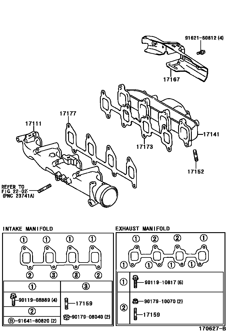 Toyota COROLLA Manifold EPC diagram — 170627B
