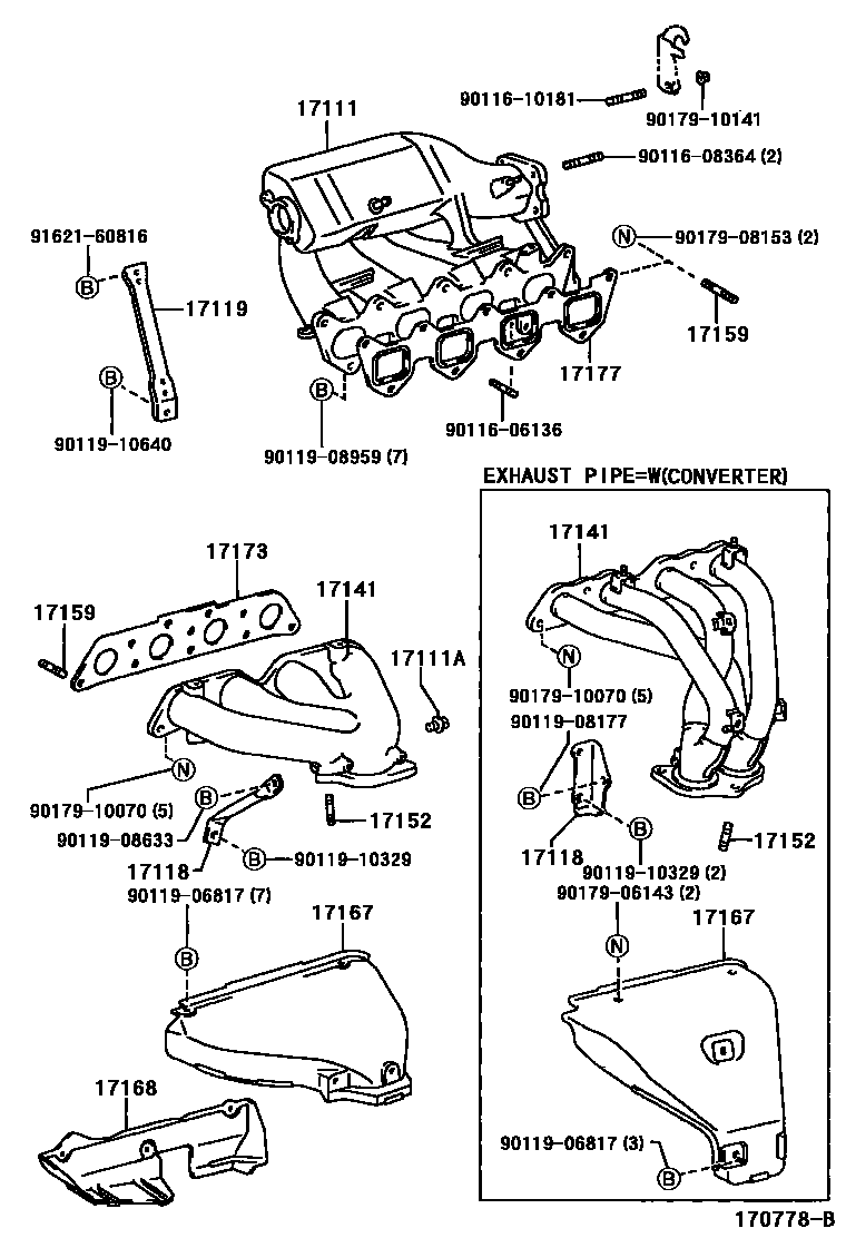 Toyota COROLLA Manifold EPC diagram — 170778B