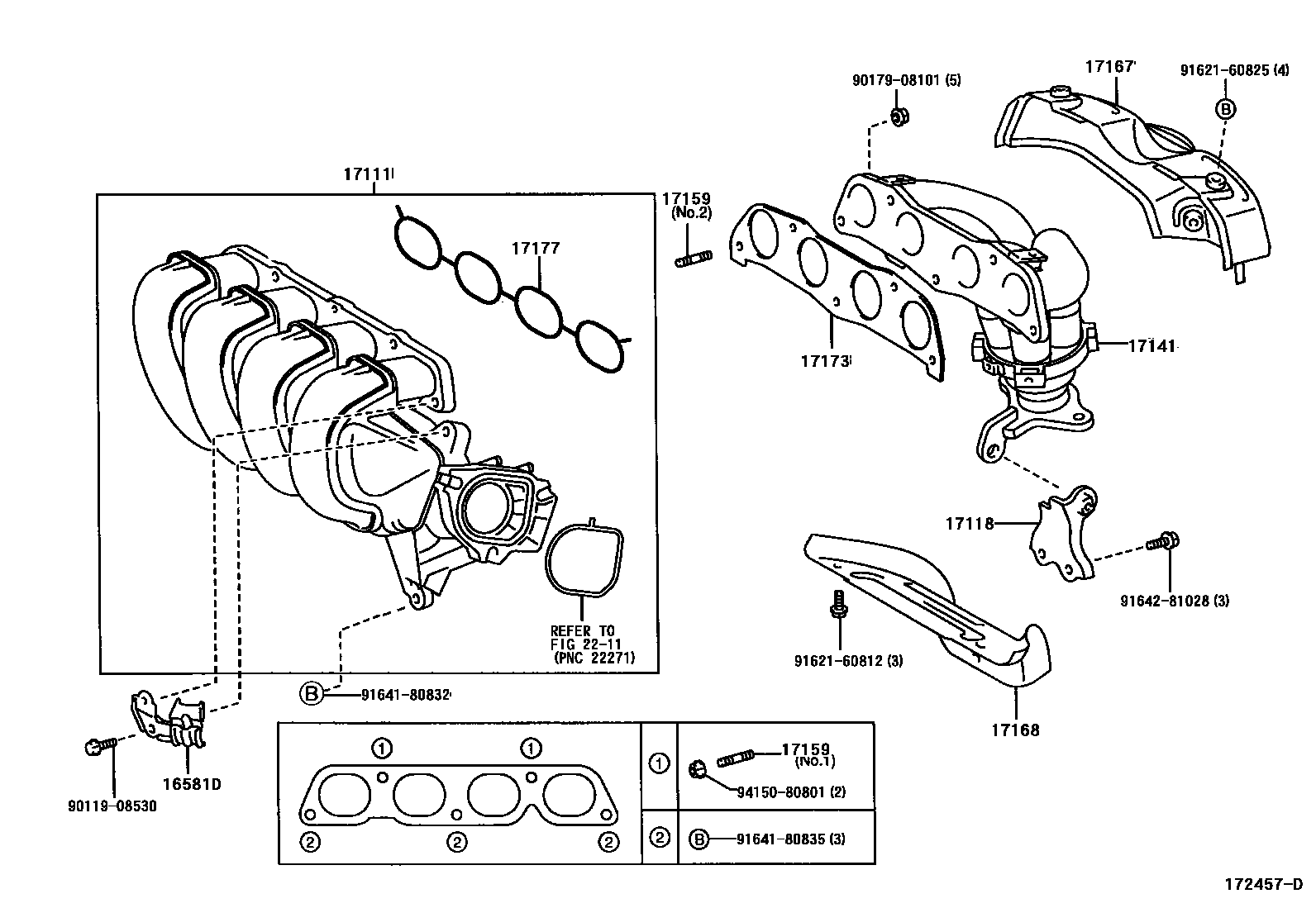 Toyota COROLLA Manifold EPC diagram — 172457D