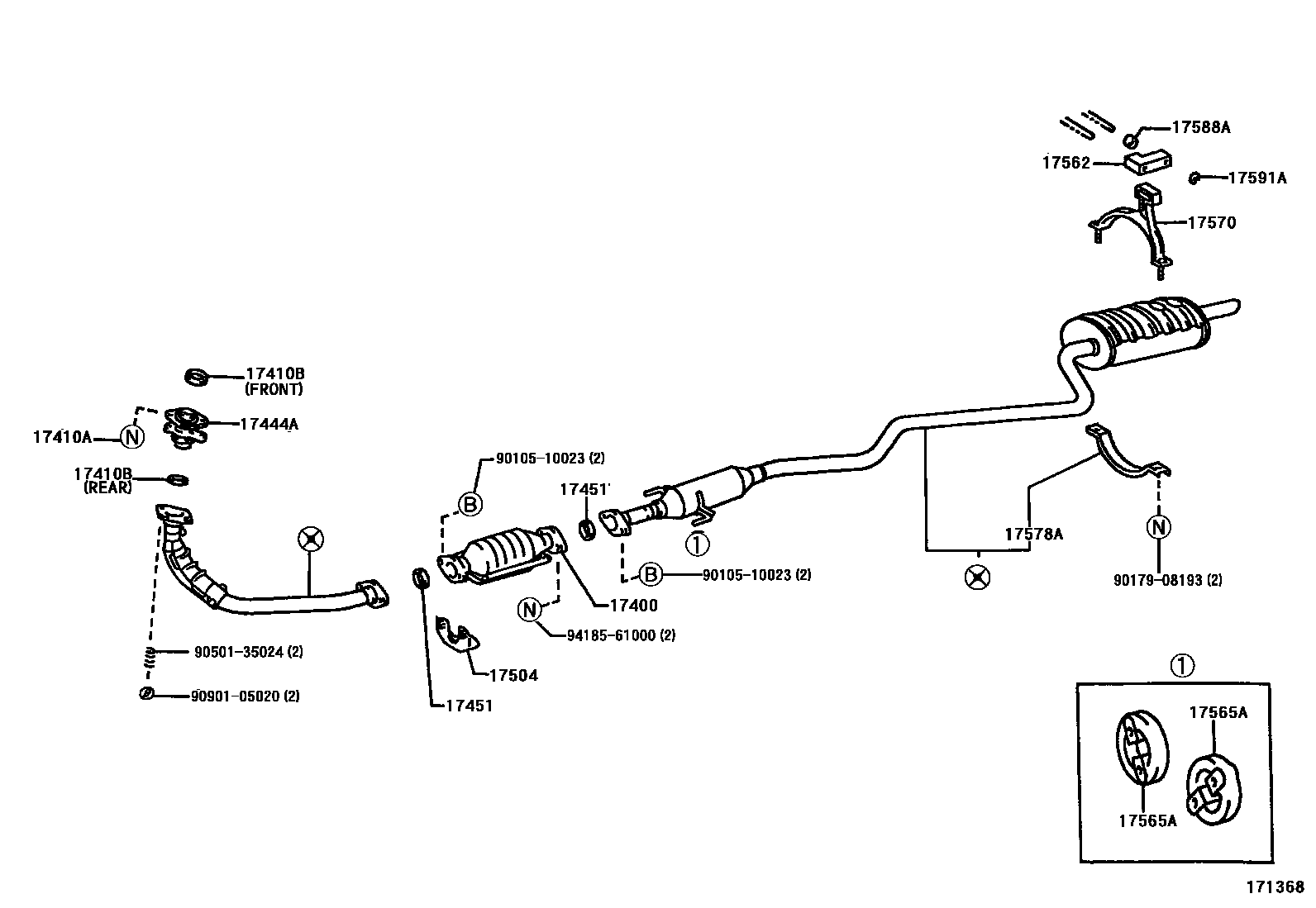 Toyota COROLLA Exhaust Pipe EPC diagram — 171368