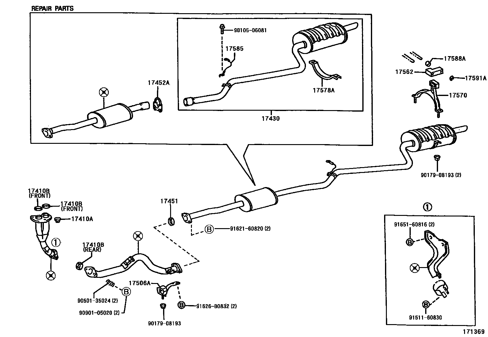 Toyota COROLLA Exhaust Pipe EPC diagram — 171369