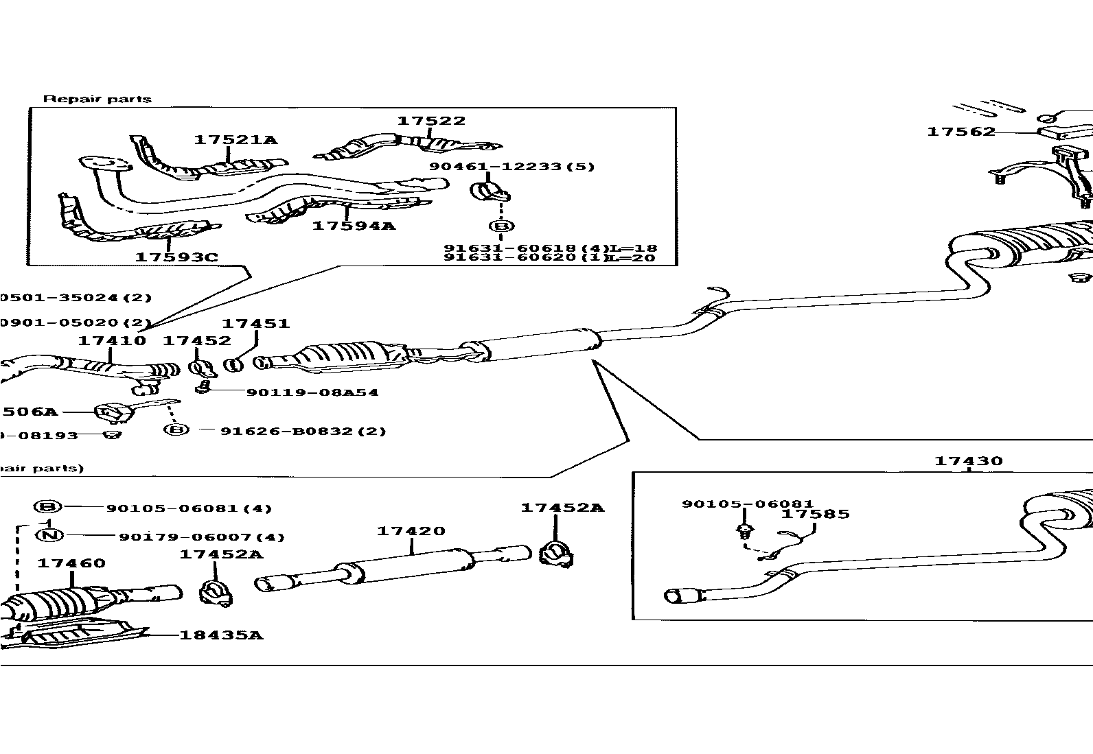 Toyota COROLLA Exhaust Pipe EPC diagram — 171372A