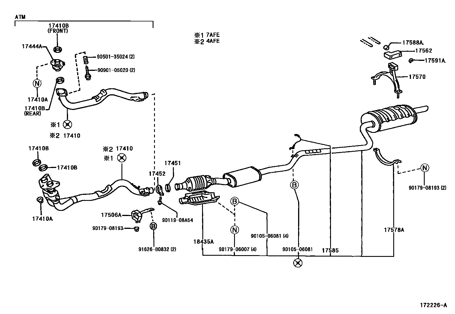 Toyota COROLLA Exhaust Pipe EPC diagram — 172226A