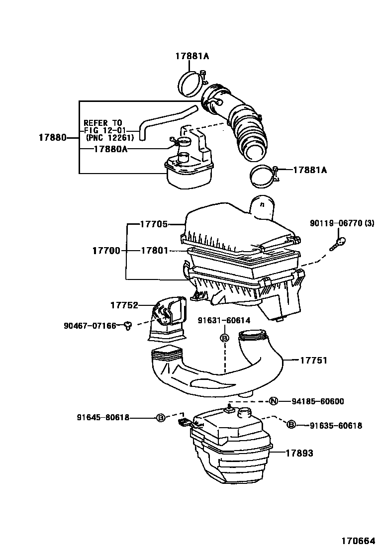 Toyota COROLLA Air Cleaner EPC diagram — 170664