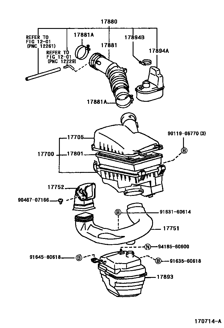 Toyota COROLLA Air Cleaner EPC diagram — 170714A