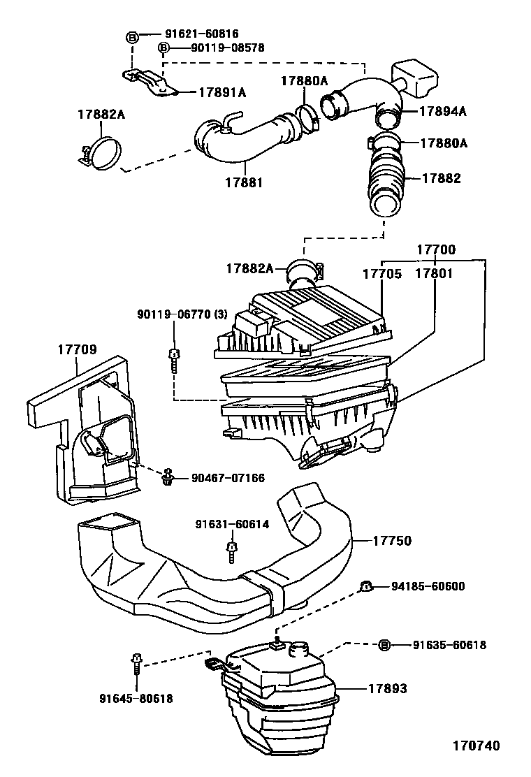 Toyota COROLLA Air Cleaner EPC diagram — 170740