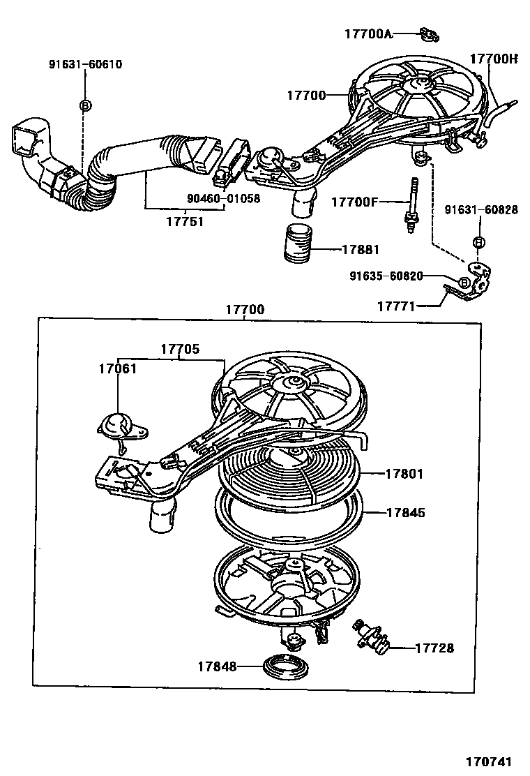 Toyota COROLLA Air Cleaner EPC diagram — 170741