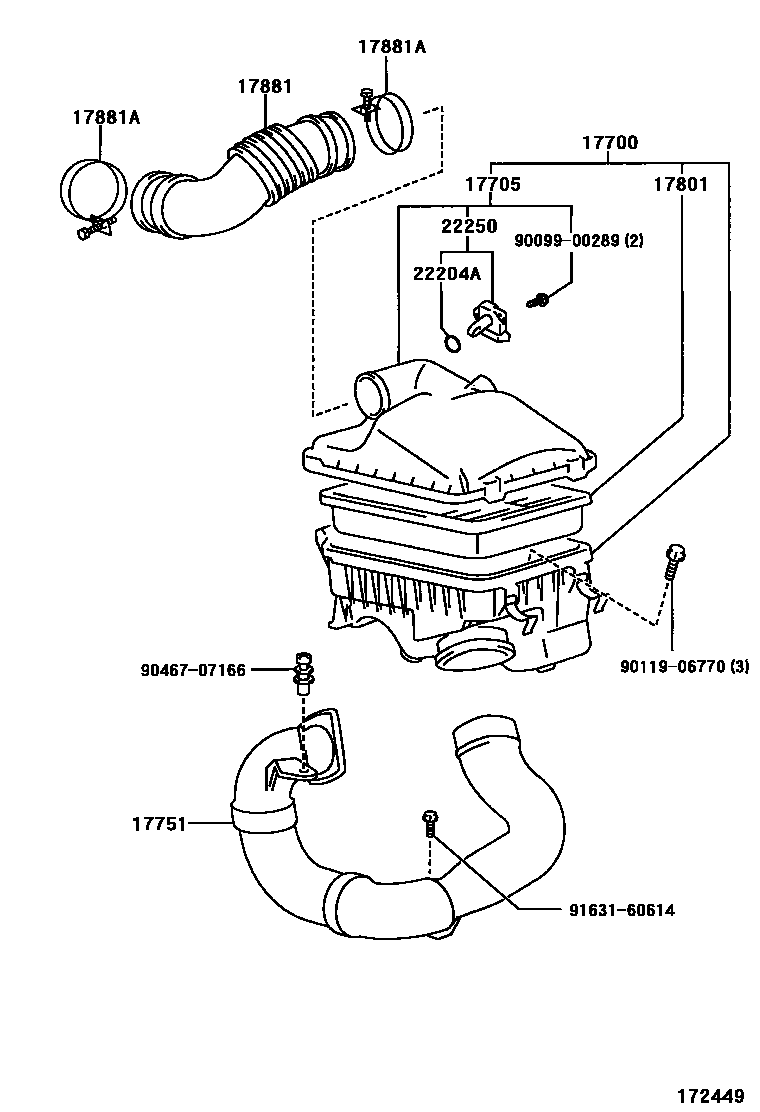 Toyota COROLLA Air Cleaner EPC diagram — 172449