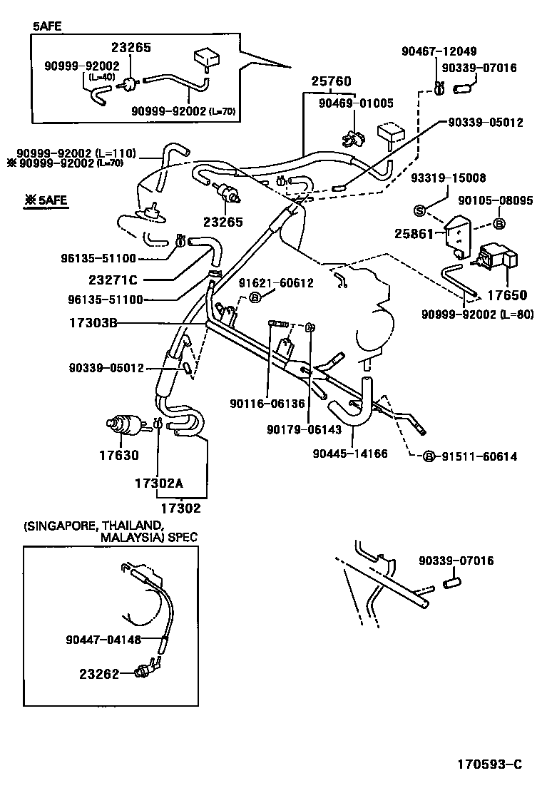 Toyota COROLLA vacuum tube EPC diagram — 170593C