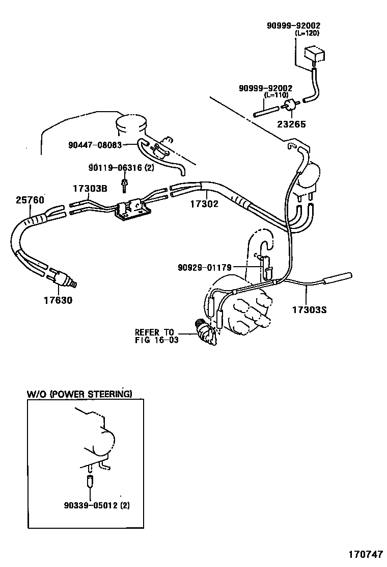 Toyota COROLLA vacuum tube EPC diagram — 170747
