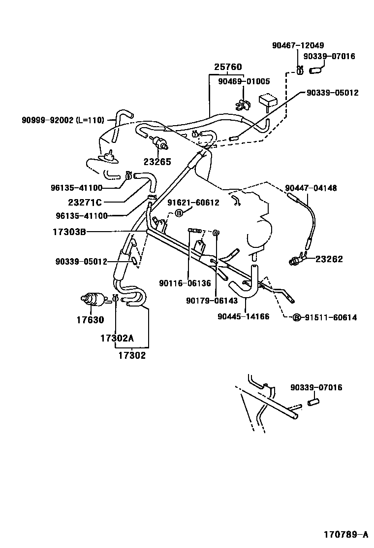 Toyota COROLLA vacuum tube EPC diagram — 170789A