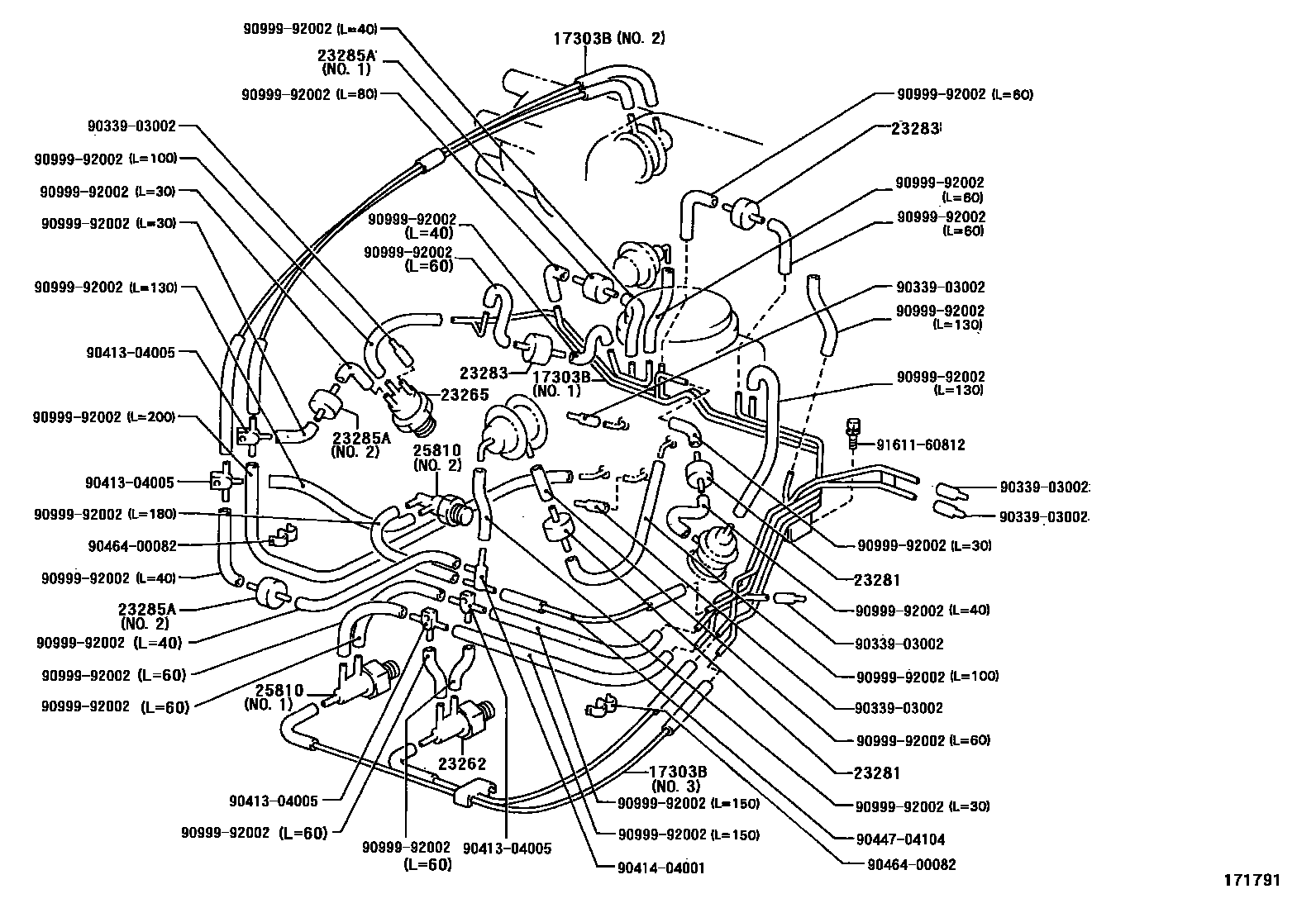 Toyota COROLLA vacuum tube EPC diagram — 171791