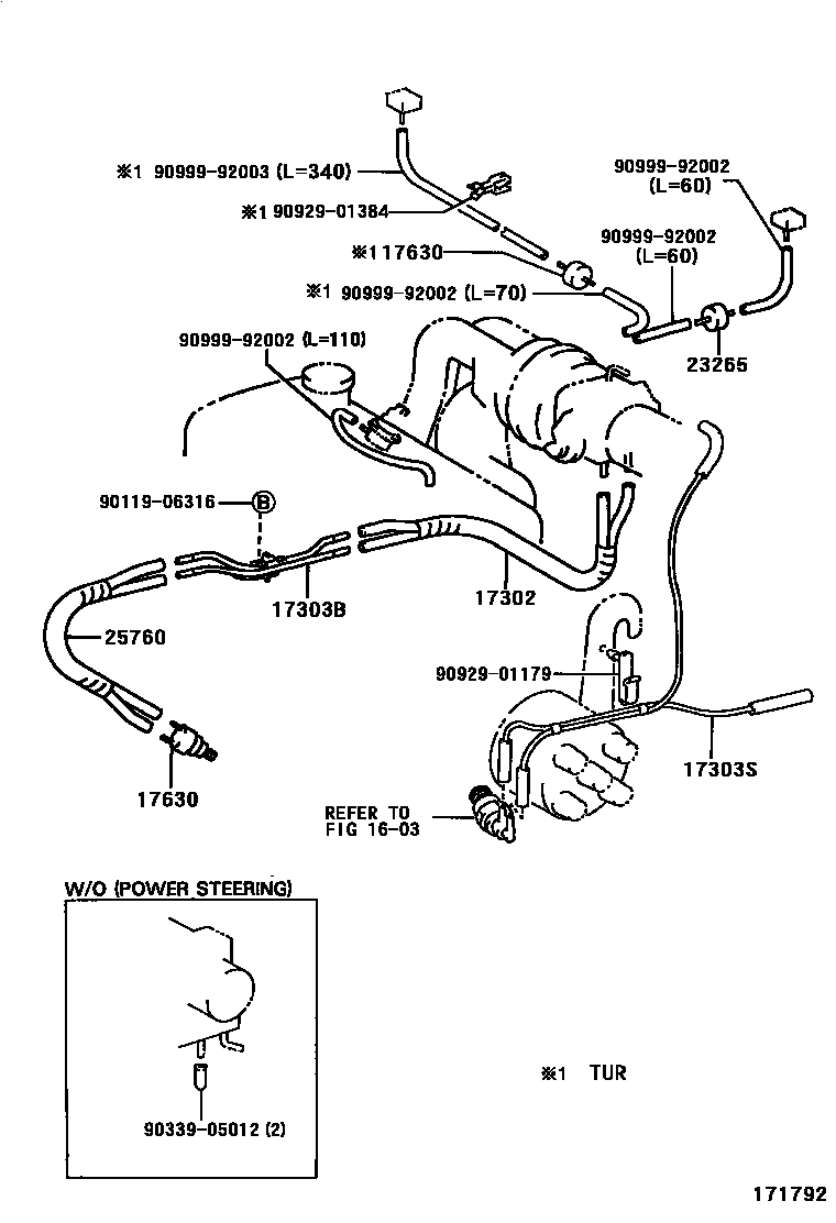 Toyota COROLLA vacuum tube EPC diagram — 171792