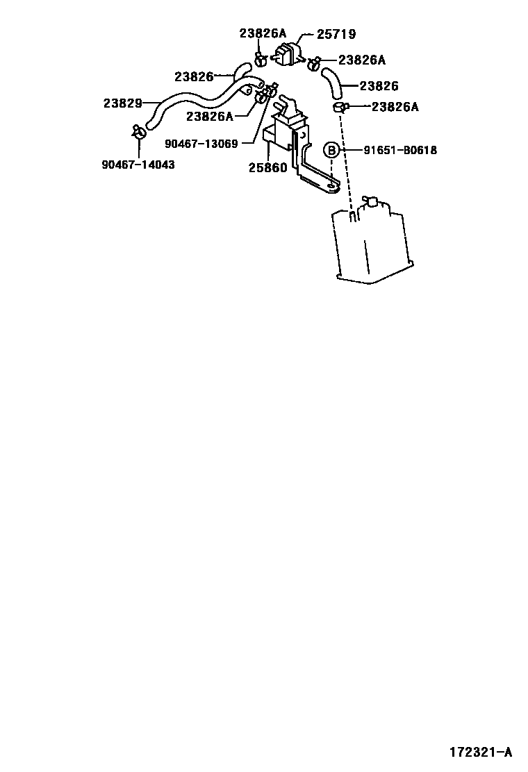 Toyota COROLLA vacuum tube EPC diagram — 172321A