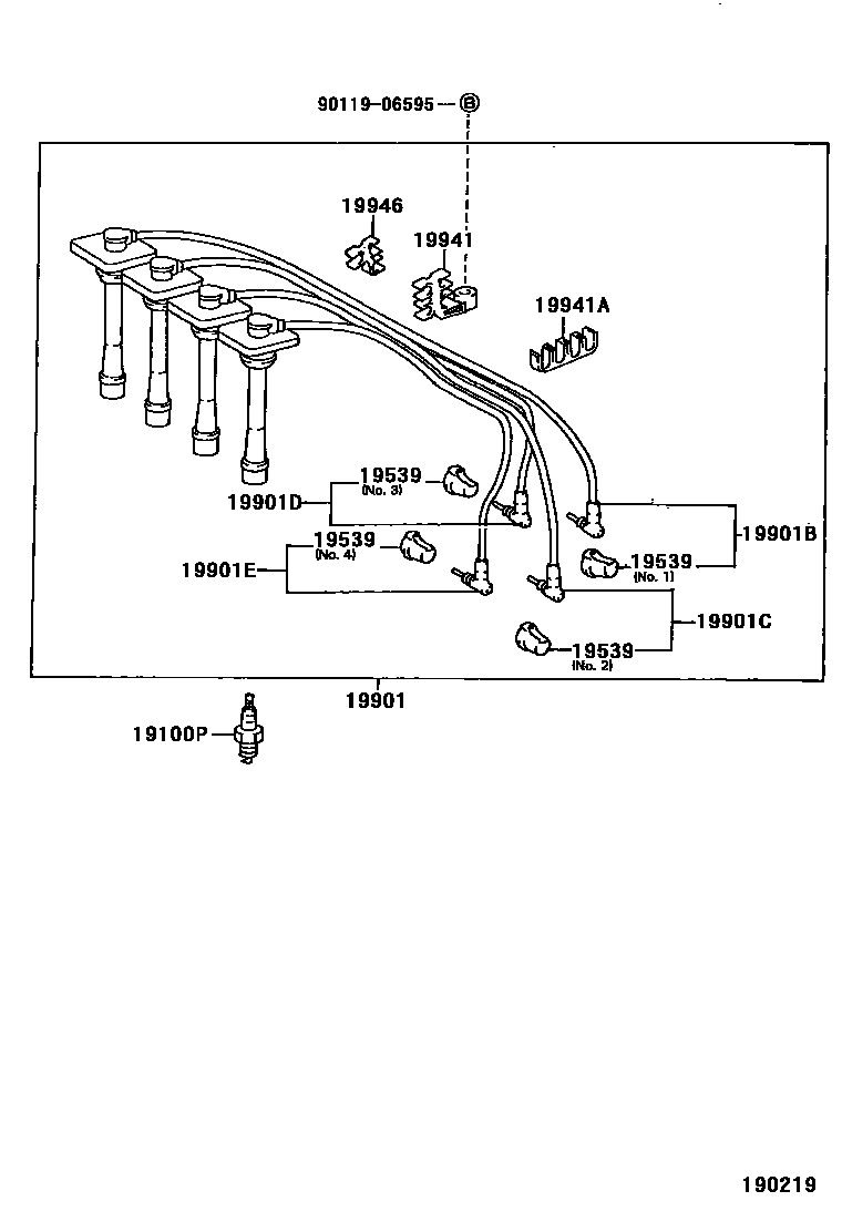 Toyota COROLLA 点火线圈和火花塞 /电热塞 EPC diagram — 190219