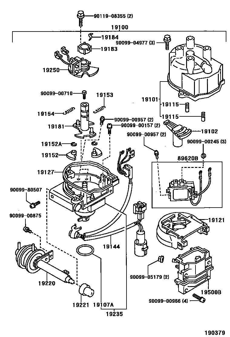Toyota COROLLA 分电器 EPC diagram — 190379