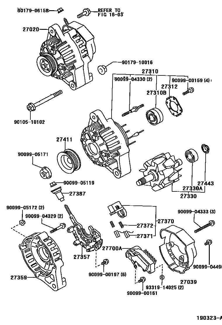Toyota COROLLA Alternator EPC diagram — 190323A