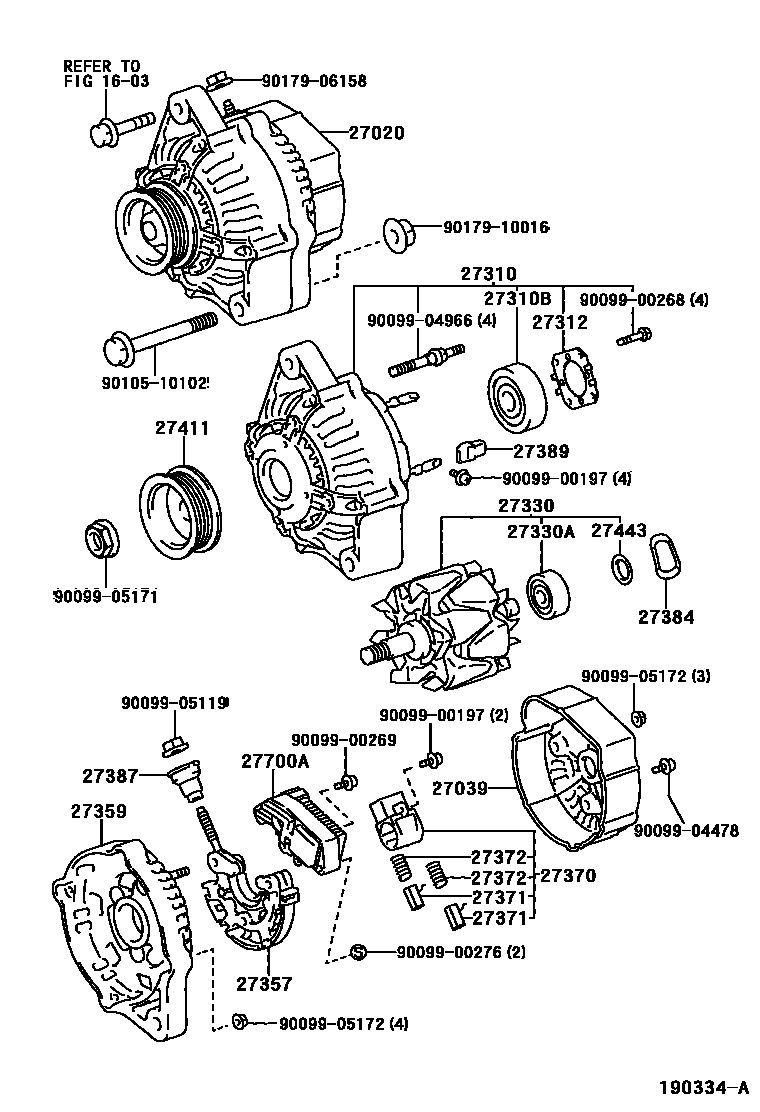 Toyota COROLLA Alternator EPC diagram — 190334A