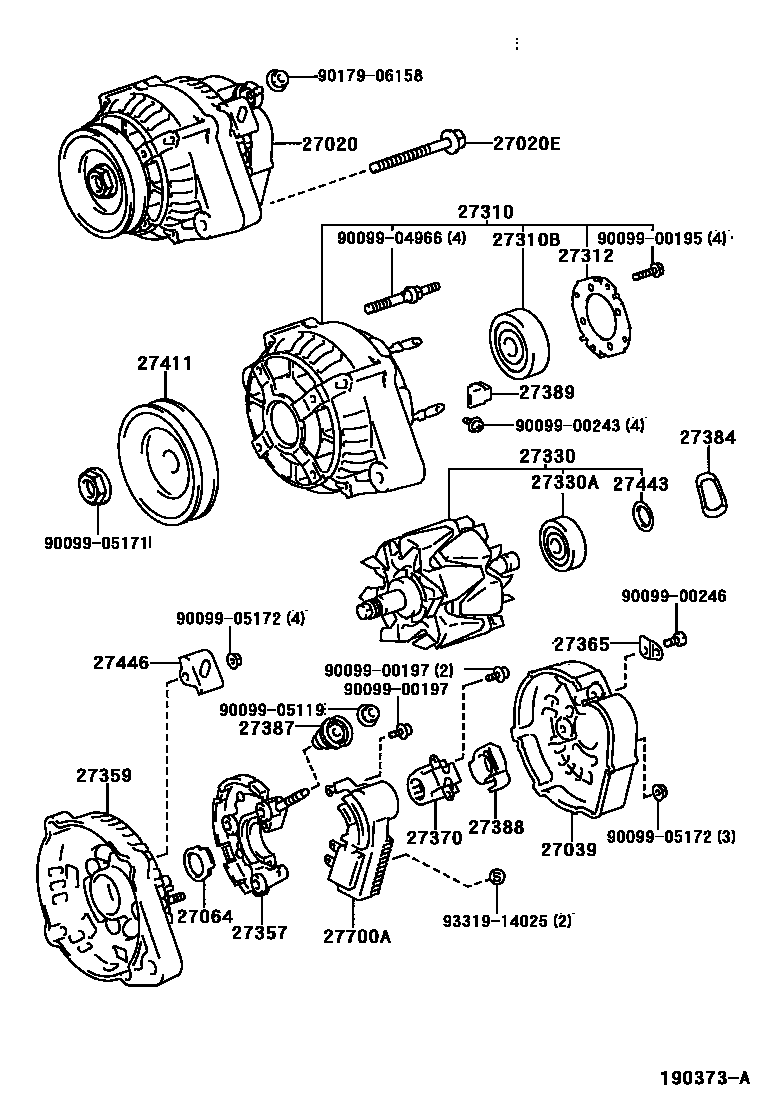 Toyota COROLLA Alternator EPC diagram — 190373A