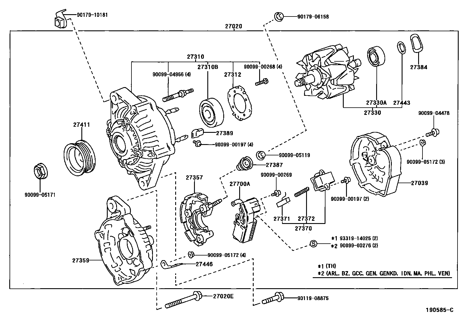 Toyota COROLLA Alternator EPC diagram — 190585C