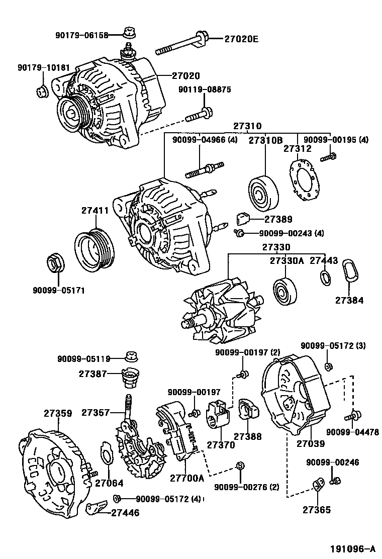 Toyota COROLLA Alternator EPC diagram — 191096A