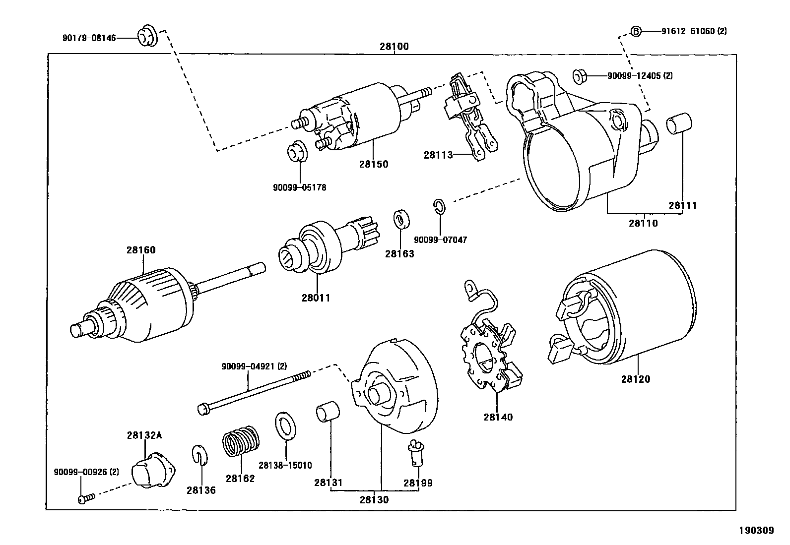 Toyota COROLLA 起动机 EPC diagram — 190309