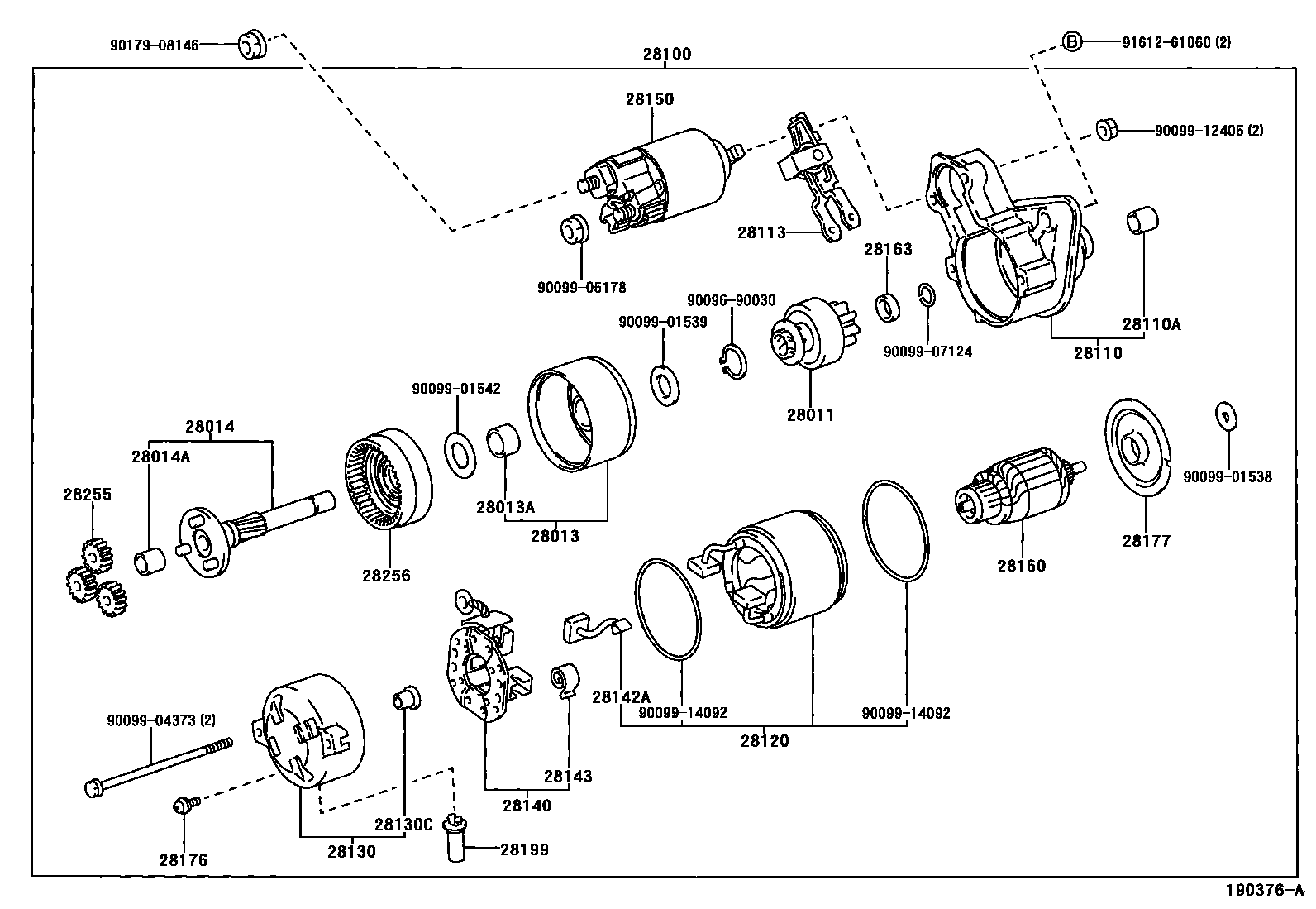 Toyota COROLLA 起动机 EPC diagram — 190376A