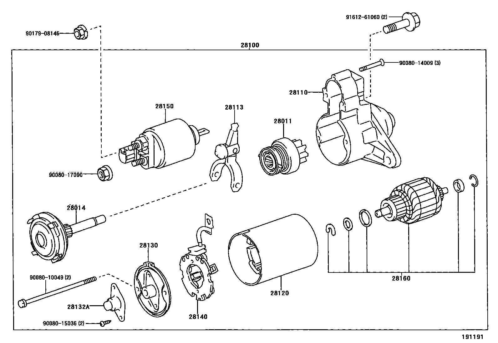 Toyota COROLLA 起动机 EPC diagram — 191191