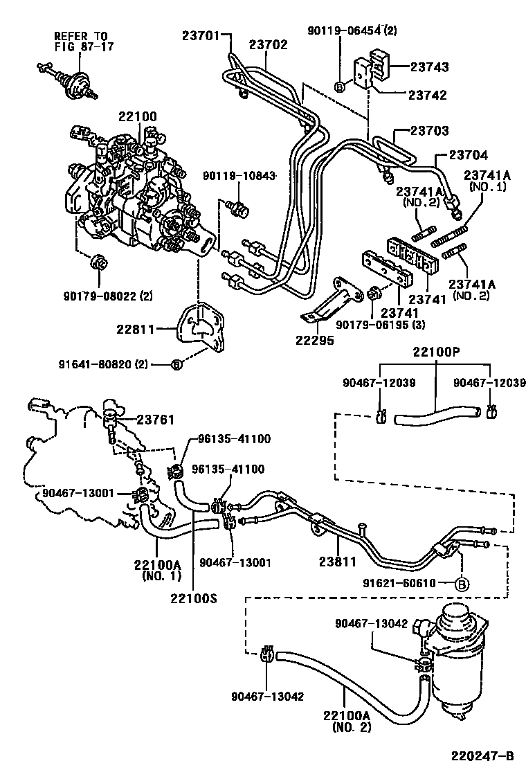 Toyota COROLLA 喷油泵总成 EPC diagram — 220247B