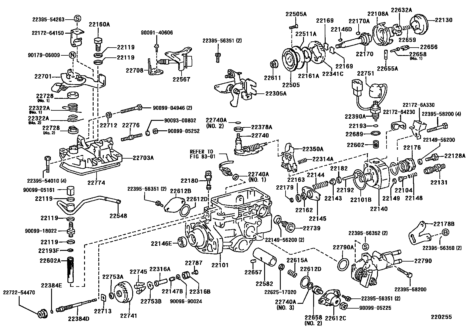 Toyota COROLLA 喷油泵体 EPC diagram — 220255