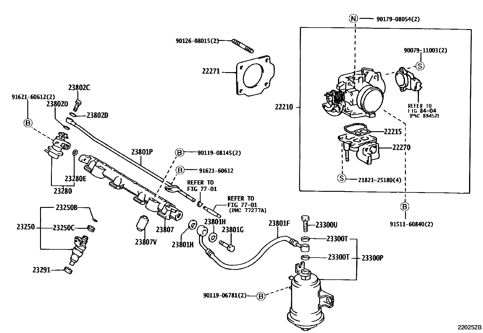 Toyota COROLLA 燃油喷射系统 EPC diagram — 220262B