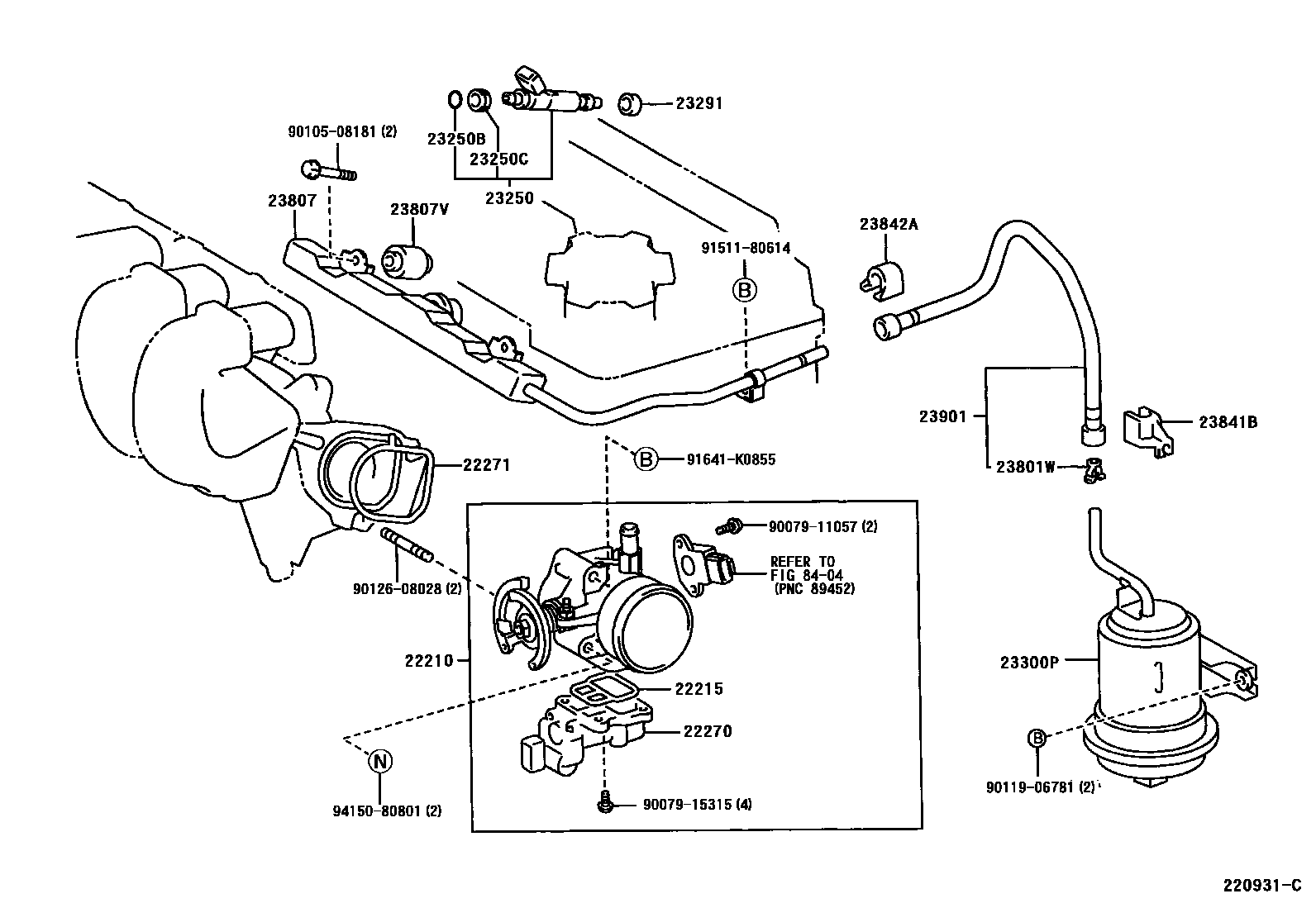 Toyota COROLLA 燃油喷射系统 EPC diagram — 220931C