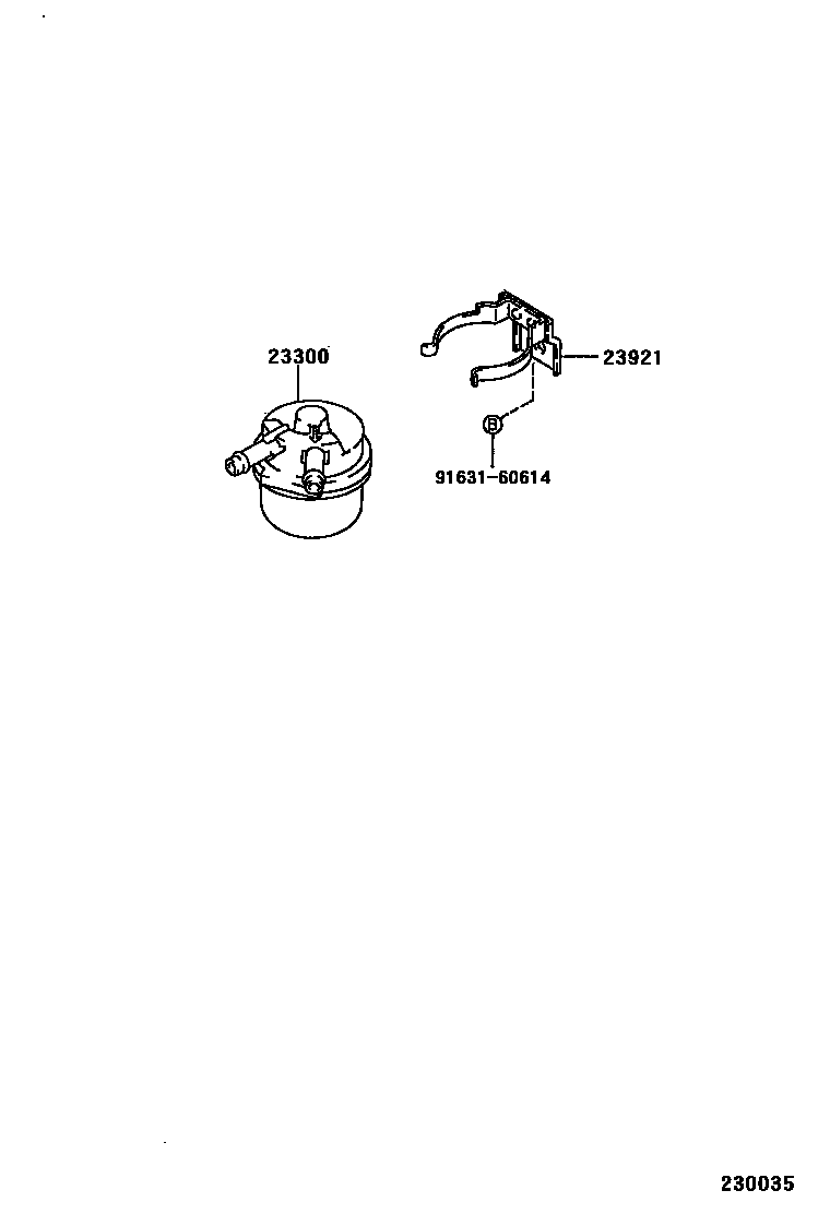 Toyota COROLLA fuel filter EPC diagram — 230035