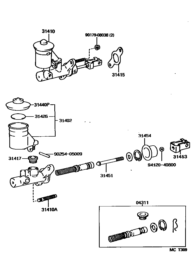 Toyota COROLLA 离合器总泵 EPC diagram — MCT309