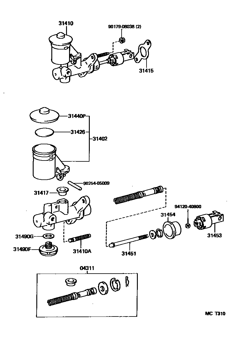 Toyota COROLLA 离合器总泵 EPC diagram — MCT310