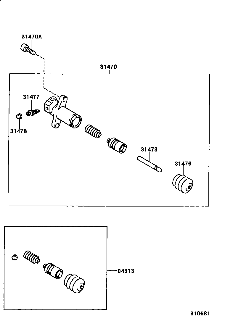 Toyota COROLLA 离合器分离缸 EPC diagram — 310681