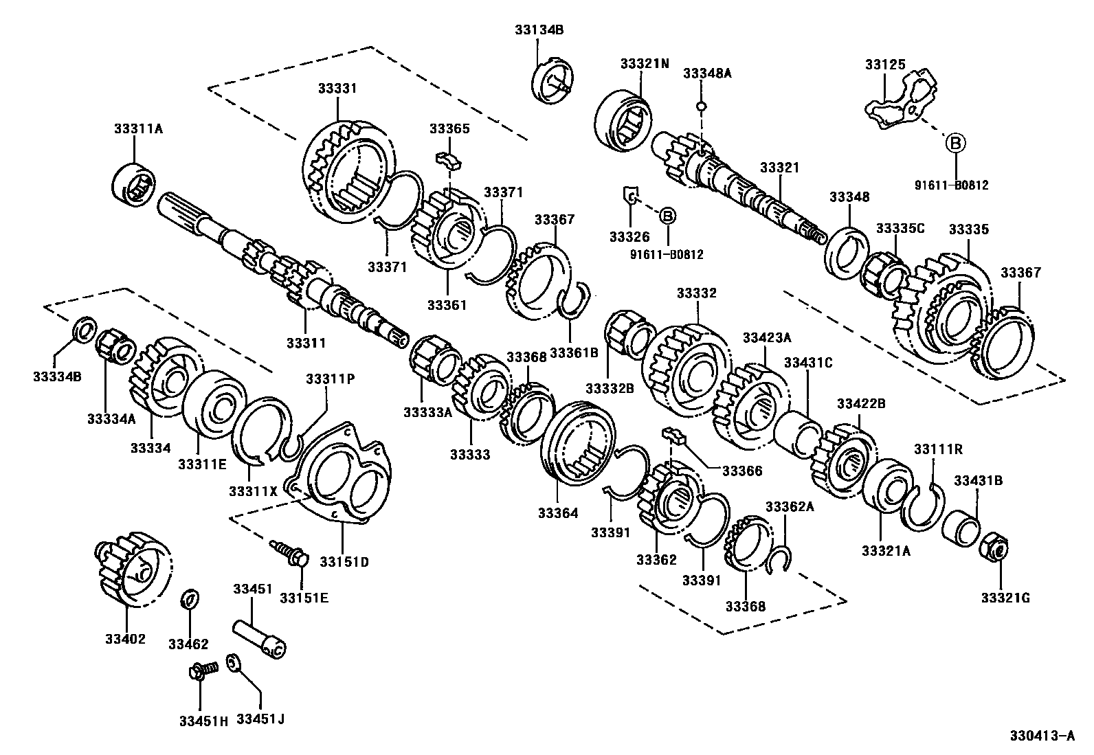 Toyota COROLLA 变速器齿轮(MTM) EPC diagram — 330413A