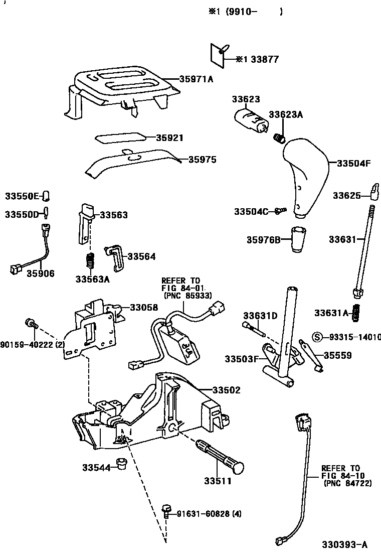 Toyota COROLLA Shift Lever & Retainer EPC diagram — 330393A