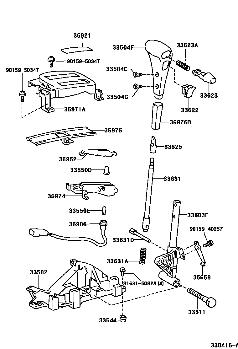 Toyota COROLLA Shift Lever & Retainer EPC diagram — 330416B