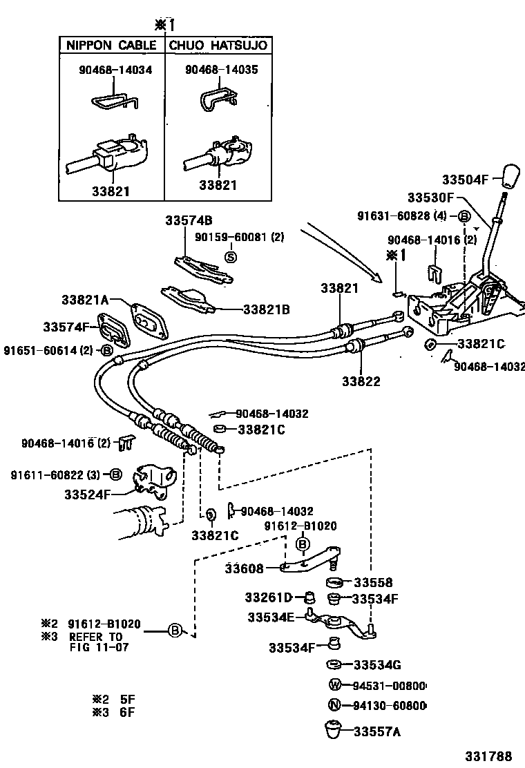 Toyota COROLLA Shift Lever & Retainer EPC diagram — 331788