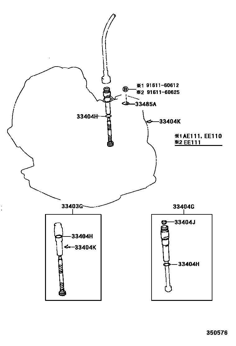Toyota COROLLA 速度表从动齿轮(ATM) EPC diagram — 350576