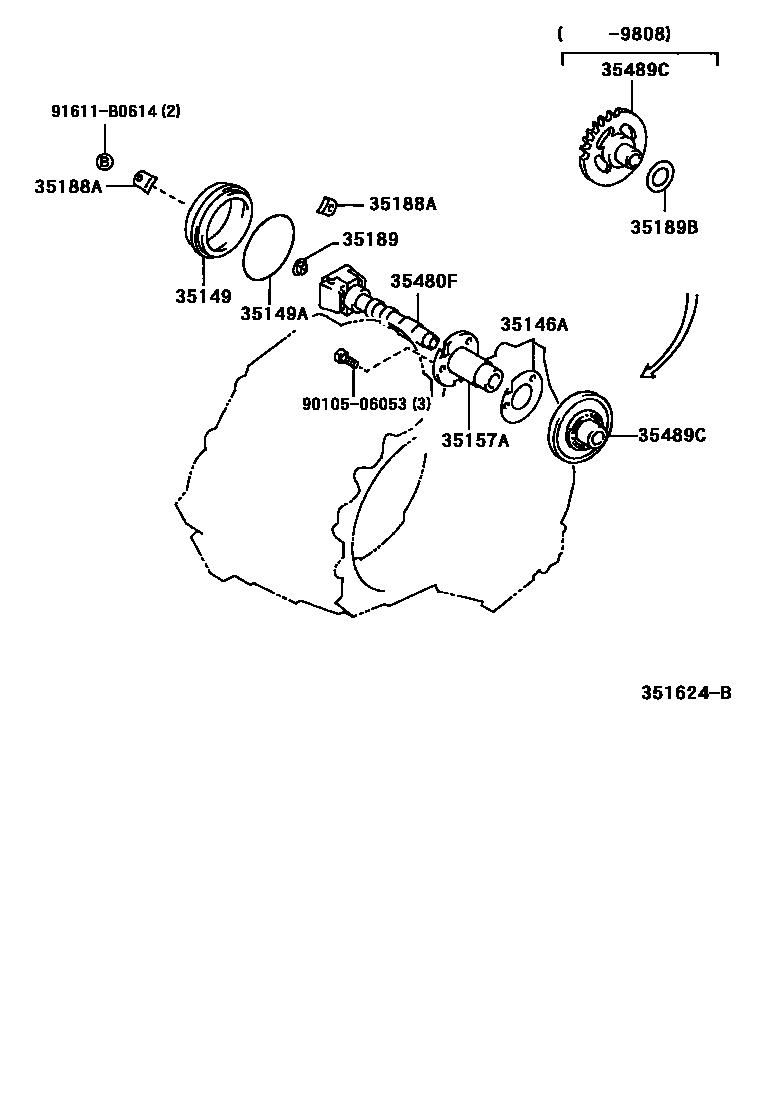 Toyota COROLLA 后油泵和调速器(ATM) EPC diagram — 351624B