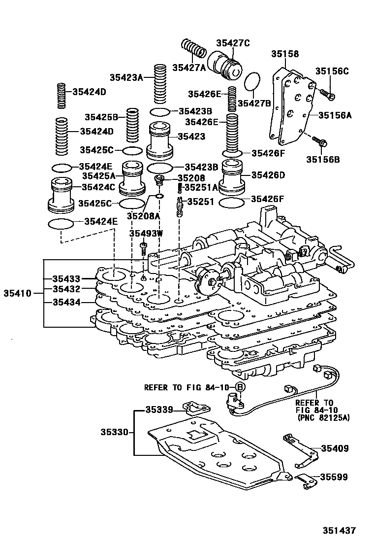 Toyota COROLLA 阀体和滤油网(ATM) EPC diagram — 351437