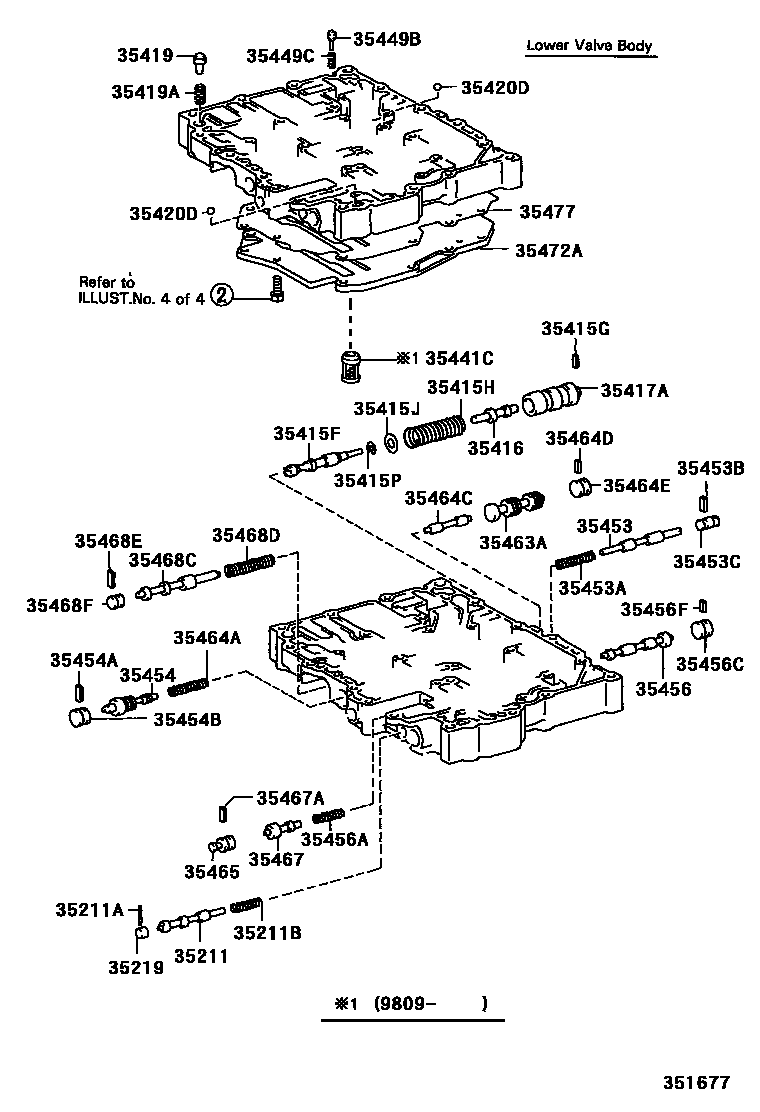 Toyota COROLLA 阀体和滤油网(ATM) EPC diagram — 351677