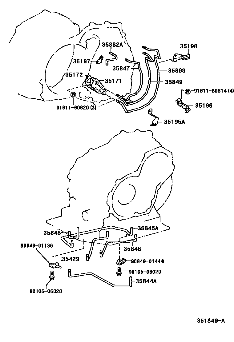 Toyota COROLLA 阀体和滤油网(ATM) EPC diagram — 351849A
