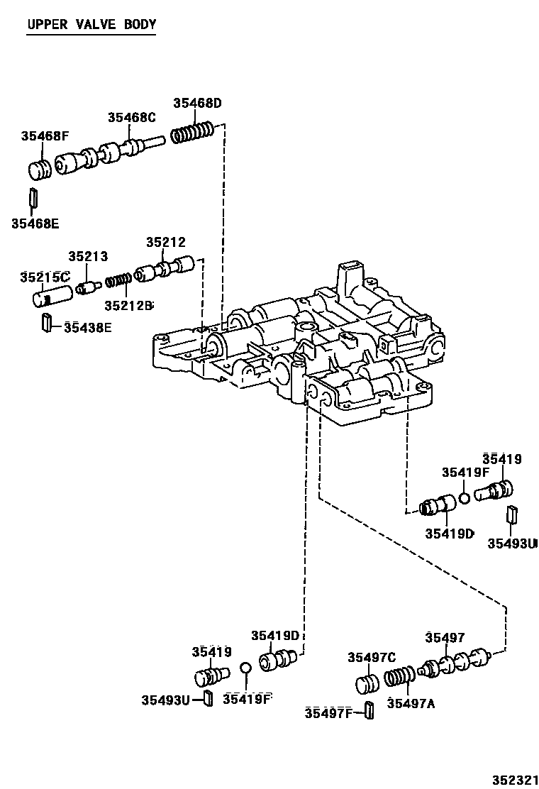 Toyota COROLLA 阀体和滤油网(ATM) EPC diagram — 352321