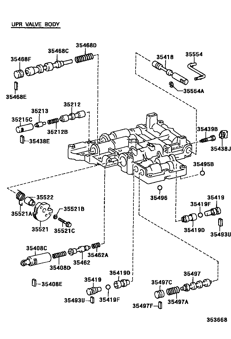 Toyota COROLLA 阀体和滤油网(ATM) EPC diagram — 353668